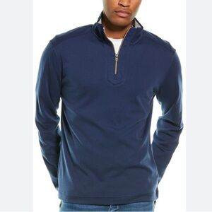 ROBERT GRAHAM  Sz S Curson Half Zip Jersey Knit 100% Cotton Pull On Sweater Top